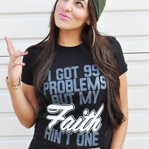 JCLU Forever 99 Problems Faith Christian Tee SZ S